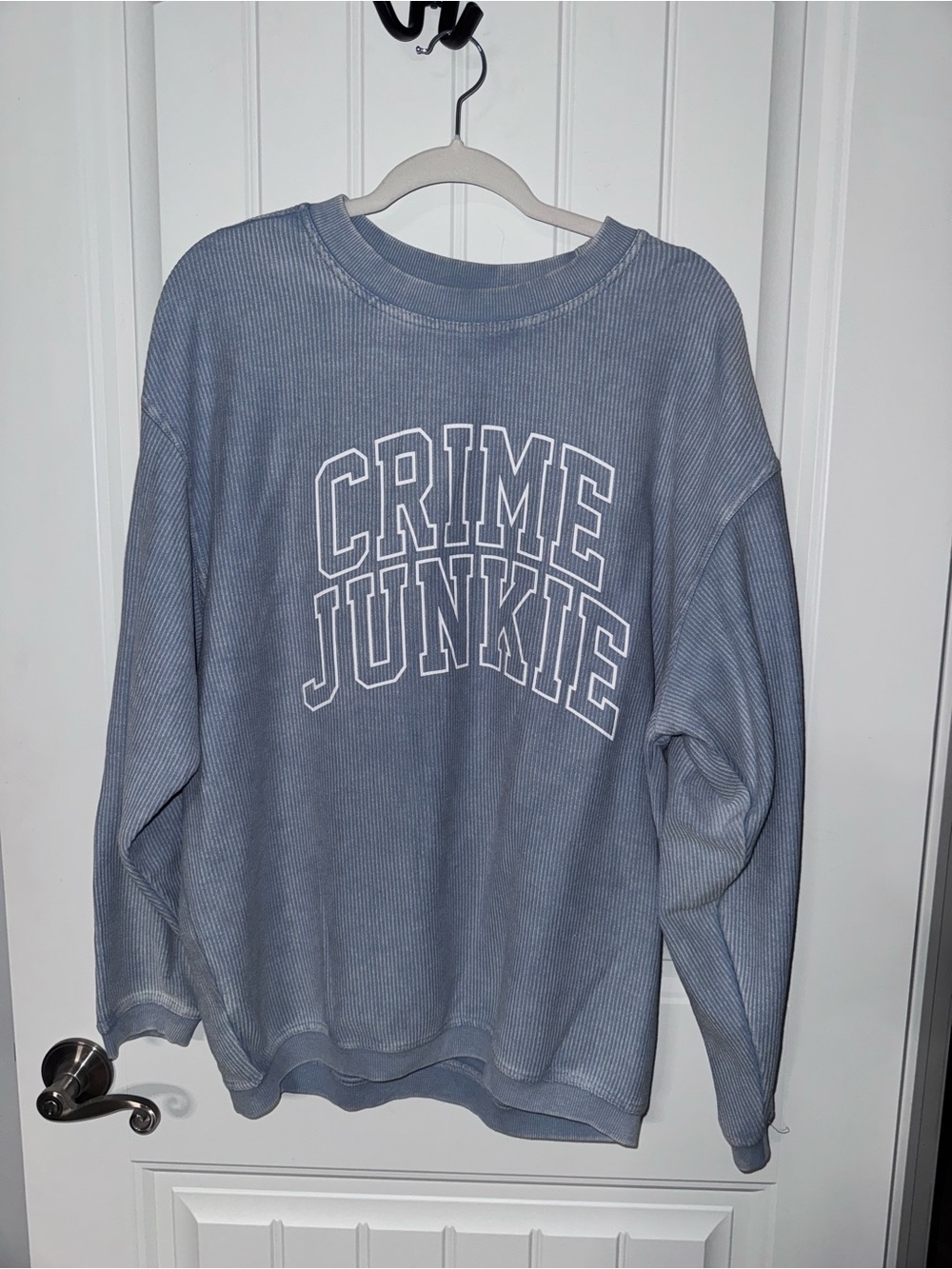 Limited Edition Crime Junkie Fan Club Merch Blue corded Crewneck Sweater - M